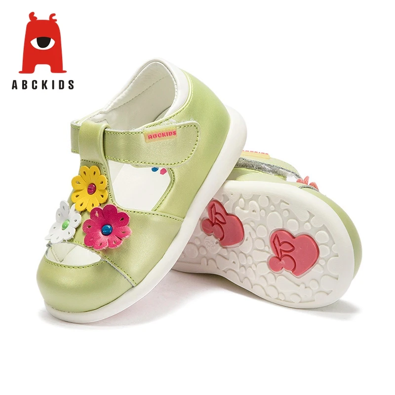 ABC KIDS Spring Children's Shoes for Girl Leather Shoes Breathable Anti-Slip Casual Walking Shoes with Floral Sneakers Soft 