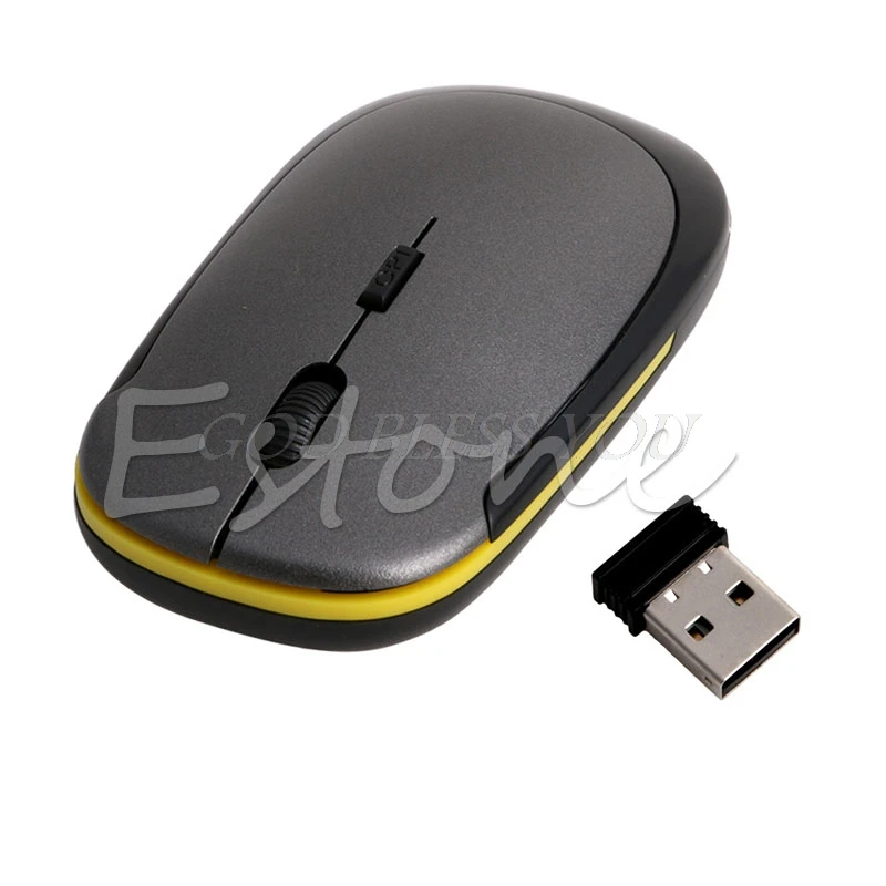 Серый Ультра-тонкий мини USB 2,4G 2,4 GHZ беспроводная оптическая мышь Мыши 1600 dpi - Цвет: Серый