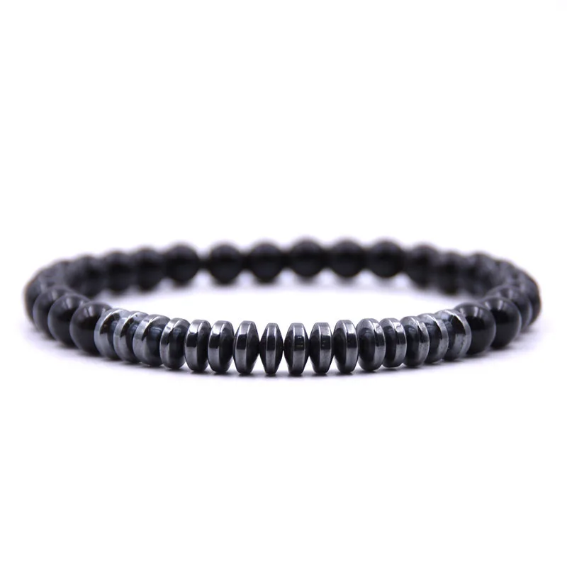 Men Natural Stone Hematite Beaded And Natural Stone Strand Bracelets