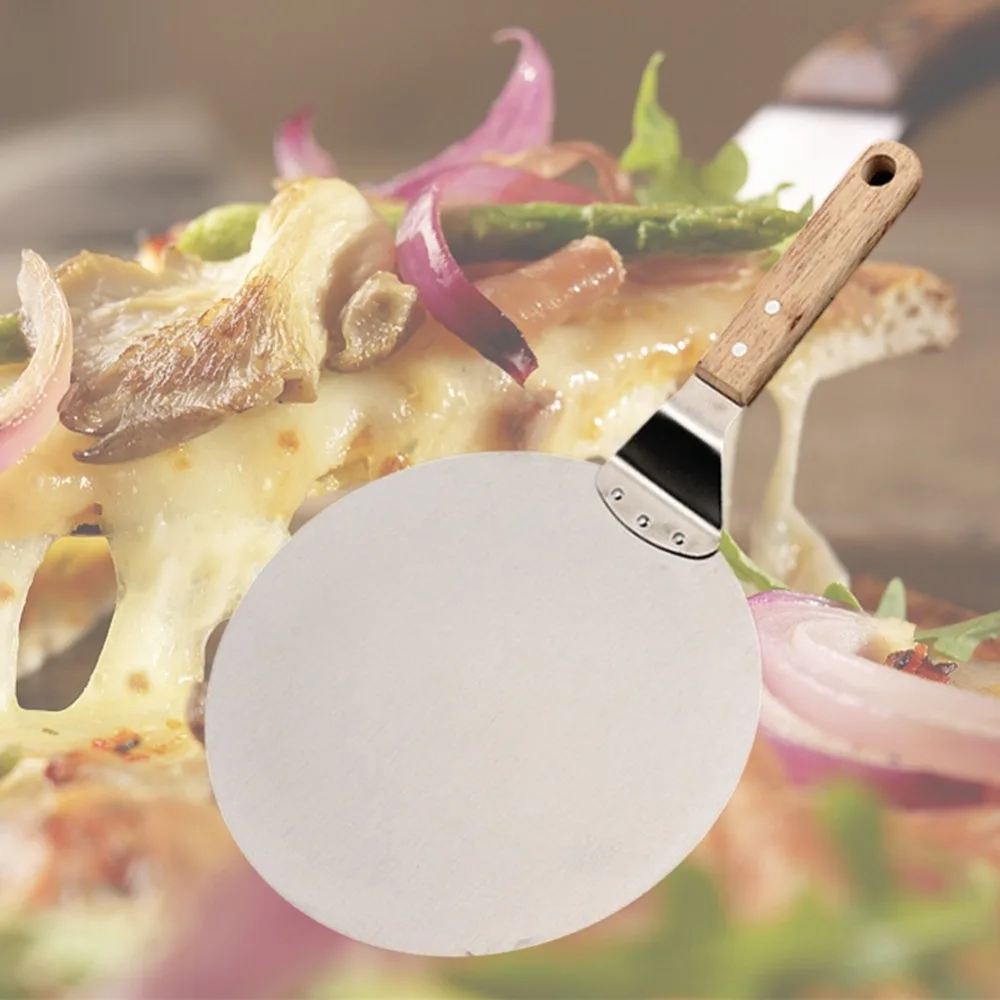kitchen Tools Pizza Peel Shovel Wooden Handle Stainless Steel Cake Baking Cheese Shovels Keukenhulpjes 1 Pcs | Дом и сад