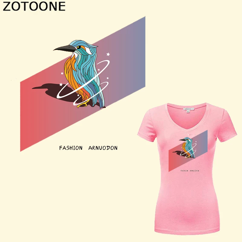 

ZOTOONE Bird Patch Iron on Transfers for Clothes DIY Dresses Washable Heat Transfer Badges Applique Letter Patches Stickers
