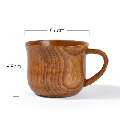 

Retro Wooden Backside Cup Wood Cup Environmental Protection Wood Coffee Cup with handle Wood Cup