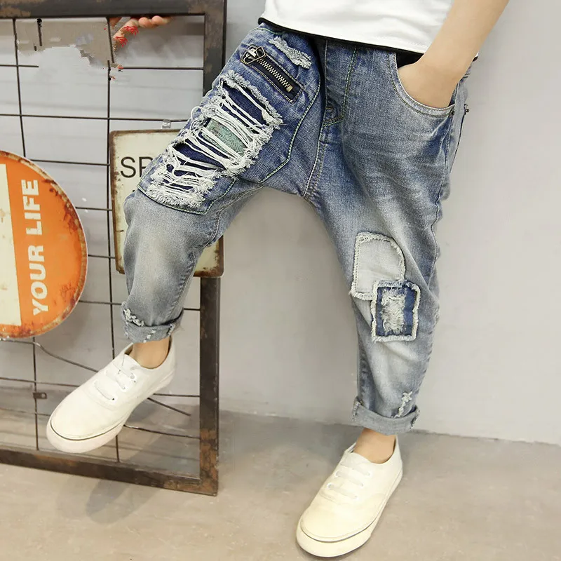 2017 Children s font b clothing b font Spring and autumn boys hole jeans boys pencil