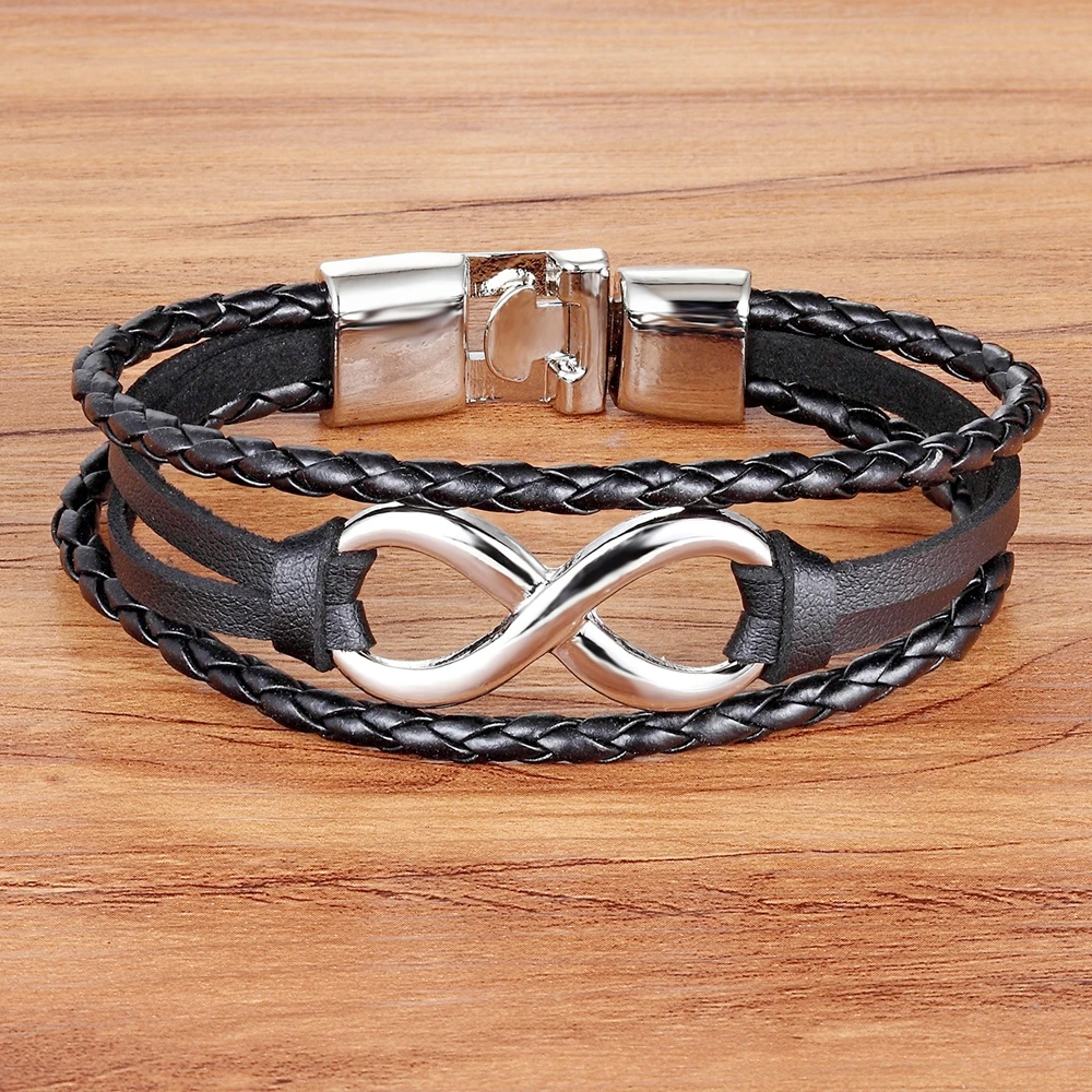 

TYO 6 Colors For Choices Braided Handmade Bracelet Anti-Allergy Stainless Steel Multi-Layers Combination PU Leather Bracelet