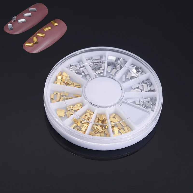 

One Wheel Gold Silver Mixed Color 3D Nail Decoration Rectangle Pattern Manicure Nail Art Decoration