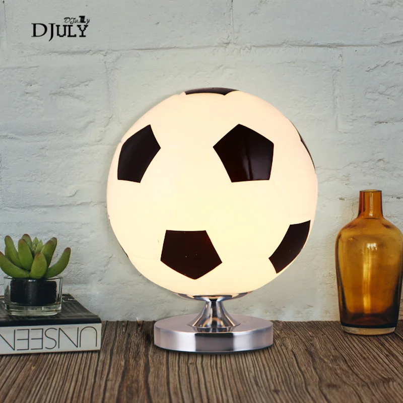 

creative Football/Basketball glass table lamp for children dorm room home deco bedroom bedside lamp cartoon kids led light table