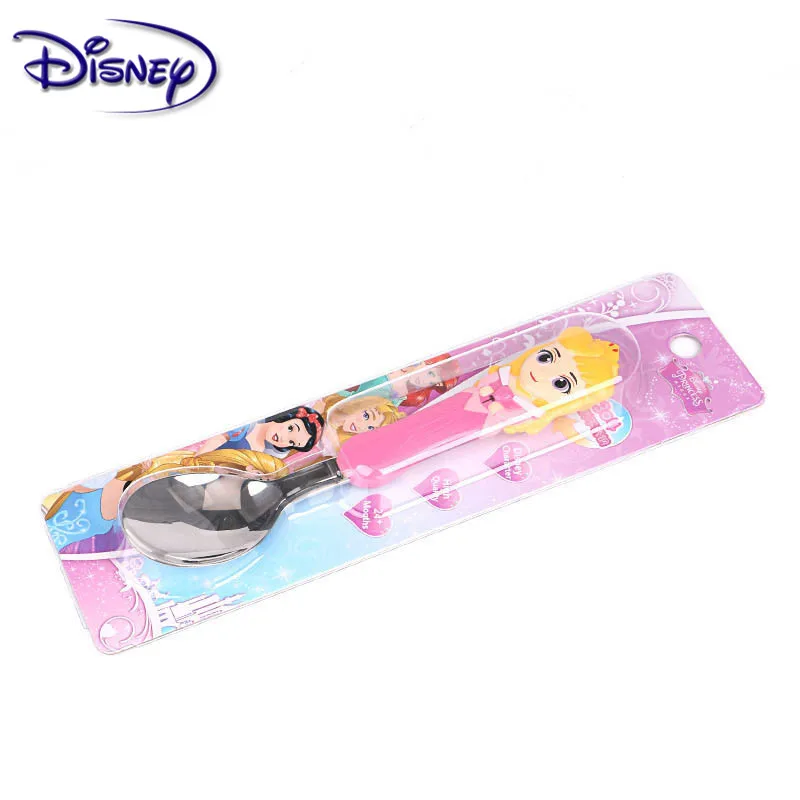 Disney Baby Tableware Anna/Aisha/McQueen/Stitch Children Spoon Set Stainless Steel Baby Cute Cartoon Spoon