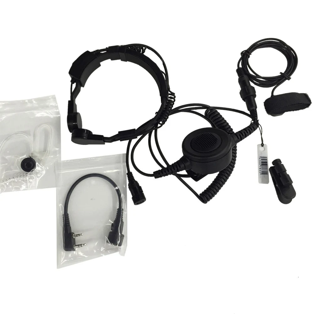 Military Covert Earpiece Grade Tactical Throat Mic Armpit PTT Headset with Finger PTT for KENWOOD Radio BF-UV5R (7)