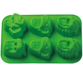 

6 cavity Monkeys, lions, elephants, hippos animal shape silicone mould Fondant cake mold, soap mold chocolate mold baking tools