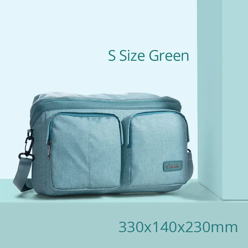 green S size SUNVENO Сумка Для Мамы Удобная Сумка Для Коляски Стильная Сумка На Коляску Мама Вместительная Сумка Детская Серый/ Зелёный/ Розовый Высокое Качество Для Папы Карман Для бутылки - Цвет: green S size