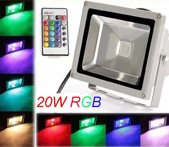 Фонасветильник светодиодный RGB с дистанционным управлением 20 Вт | Лампы и