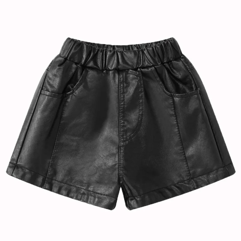 shorts Кожаная юбка для девочек; Новинка года; Осенняя детская плиссированная юбка; детская мини-юбка принцессы; Модная одежда для девочек - Цвет: shorts