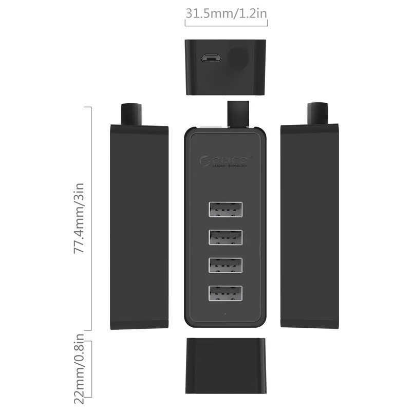 USB 2,0 4-портовый USB2.0Splitter/hub type-A* 4 USB источник питания, с кабелем данных и функцией OTG, W5P-U2