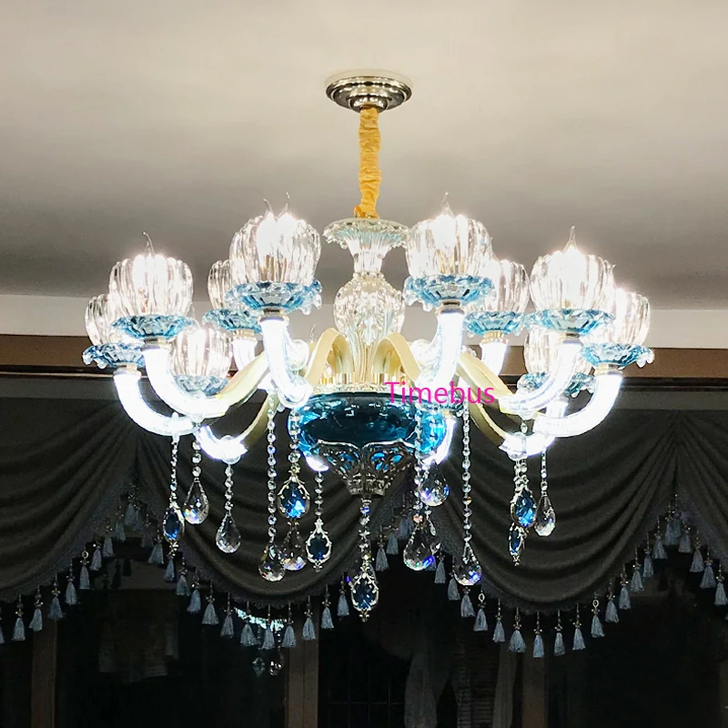 Роскошные хрустальные Люстры Европейский Гостиная Спальня Светодиодная лампа современный ресторан-бар KTV клуб синий стекла, хрустальные люстры люстра голубая для спальни люстру потолочную светодиодная лампа