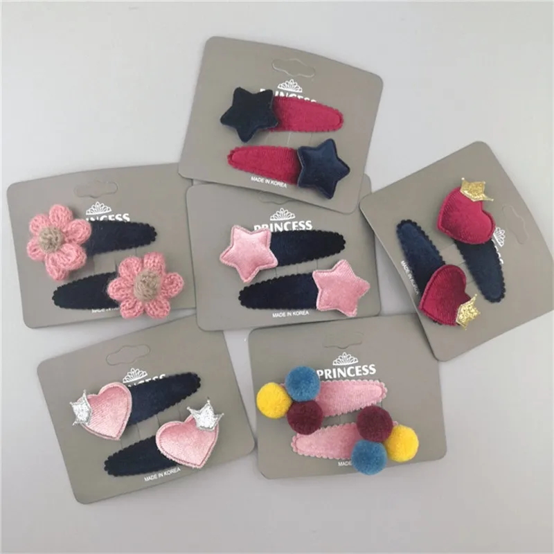 

2 Pcs Children BB hairpins cute stars Love flowers ball Hair Clips Clamp Accessories girls kids Barrettes Hairgrip Holder Tiaras