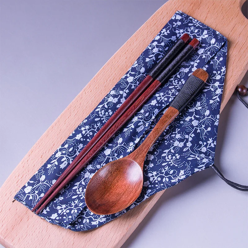 Creative Handmade Environmental Wood Chopsticks and Spoon Set Healthy Portable Reusable Tableware for Traveler Worker Students | Дом и сад