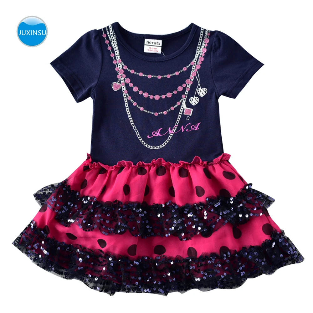 

JUXINSU Kids Toddler Girls Summer Cotton printing Short Sleeve Tutu Dresses for Baby Girl Clohting 1-6 Years