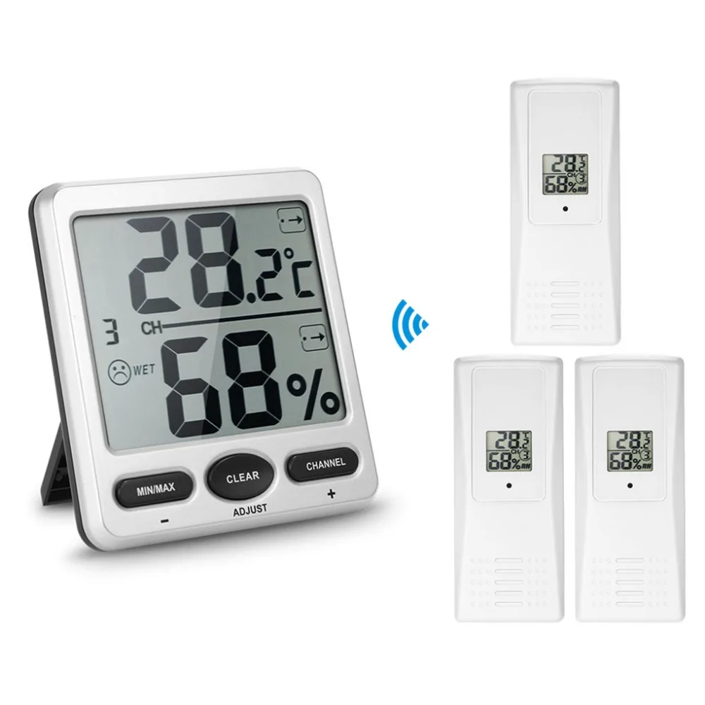 Digital 8-Channel Wireless Thermo-Hygrometer Console with 5 Remote Sensor 