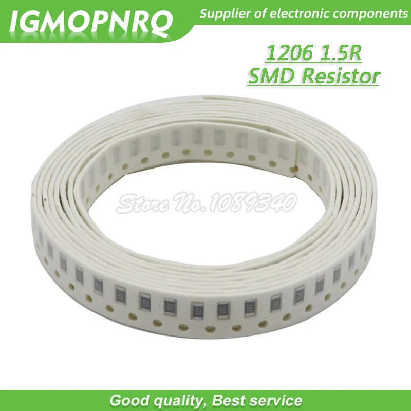 

100PCS 1206 SMD Resistor 1% 1.5 ohm chip resistor 0.25W 1/4W 1.5R 1R5 IGMOPNRQ