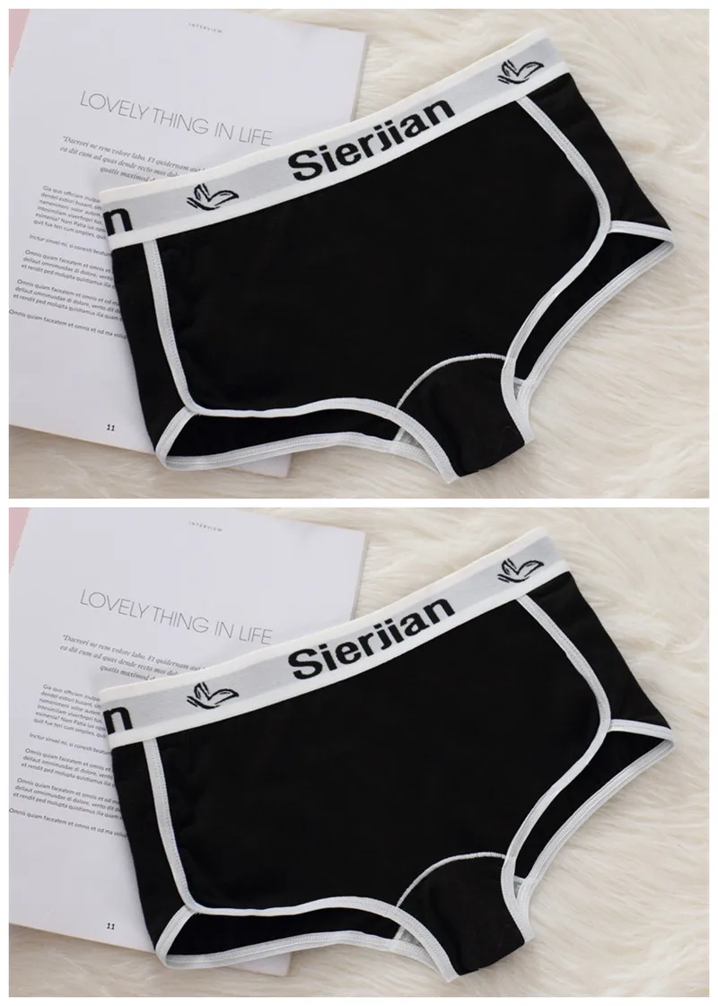 2PCS Fitness boyshorts women underwear cotton female Panties ladies Panty womens boxer briefs motion shorts Letter Fashion - Цвет: 2 Black