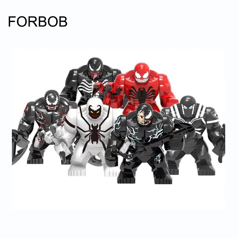 6pcs/lot Compatible Legoing Marvel Agent Venom Carnage Anti-venom Riot Figurines Set 2019 New Venom Figures Construction Toys