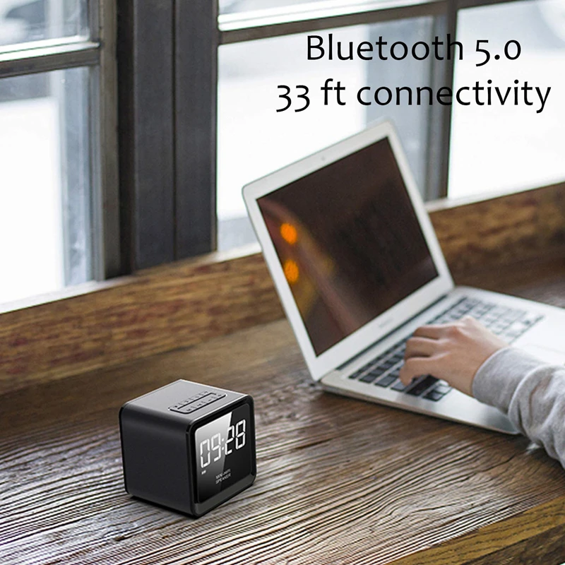 Dosmix Bluetooth V5.0 будильник с динамиком с FM радио для возрастов от 4 до 8 лет/часов воспроизведения 1200 мА/ч, Батарея можно заряжать телефон с дисплеем