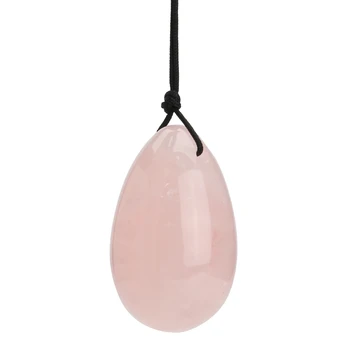 

KiWarm Fashion Rose Quartz Crystal Yoni Egg Shape Natural Healing Exercis Stone Massage Health Care Tool Pendant Gemstone Gift