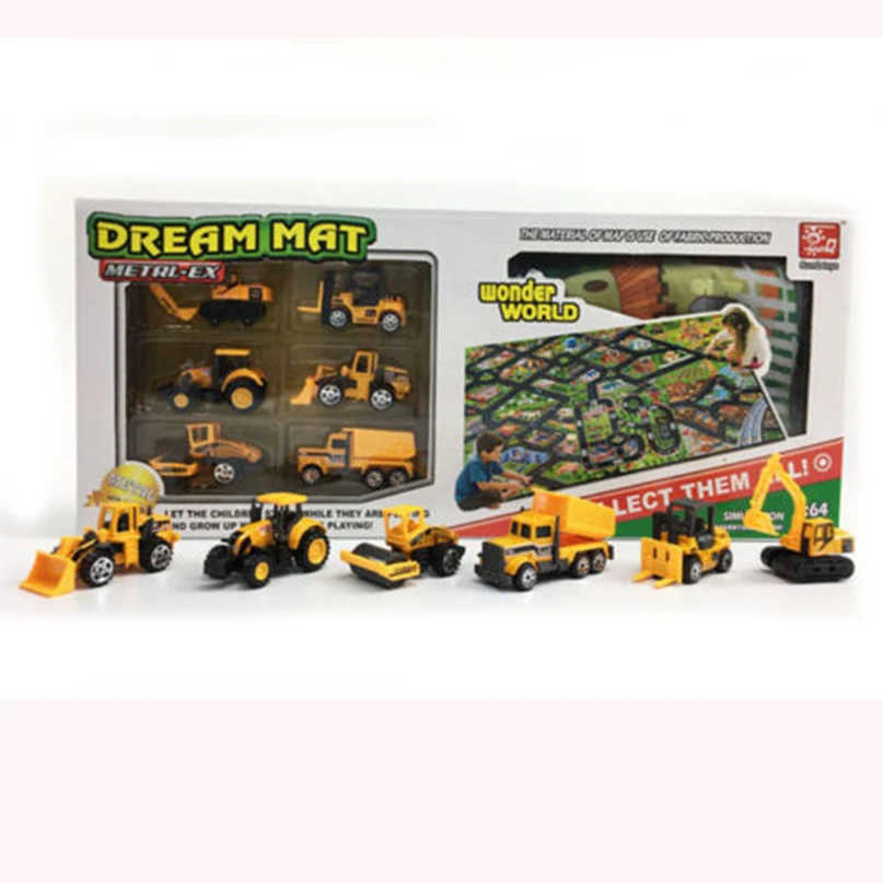 Mini-Toy-Car-Alloy-Model-Car-Farmer-Engnineering-Set-With-Crawling-Carpet-Floor-Mat-for-Early