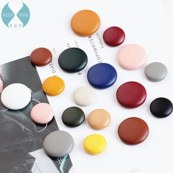 

DIY handmade jewelry accessories leather round buckle temperament earrings material pendant