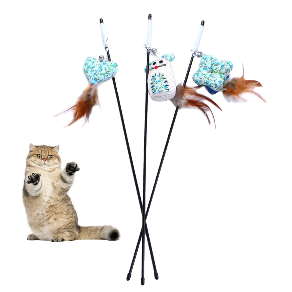 Fun Cats Stick Toy Feather Toys Mint Cat Teaser Wand Interactive