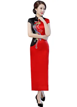 

Shanghai Story Short Sleeve long Qipao Dress vintage chinese cheongsam dress Chinese Women's dress