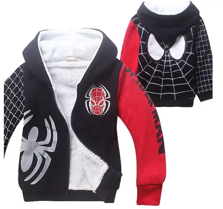 New 2016 Children s cartoon jacket baby kids Spiderman thick Hoodies sweatshirts Warm coat boys outerwear