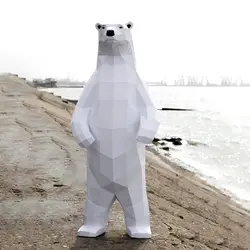 Бумага животных Белый полярный медведь модель игрушечные лошадки DIY Материал руководство Творческий вечерние офисный реквизит прекрасный