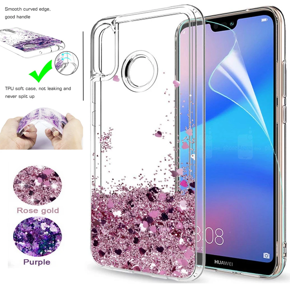 For Huawei P Lite Glitter Case For Huawei Nova 3e Plite Sparkle Shiny Bling Quicksand Liquid Clear Tpu Slicone Back Cover Fitted Cases Aliexpress