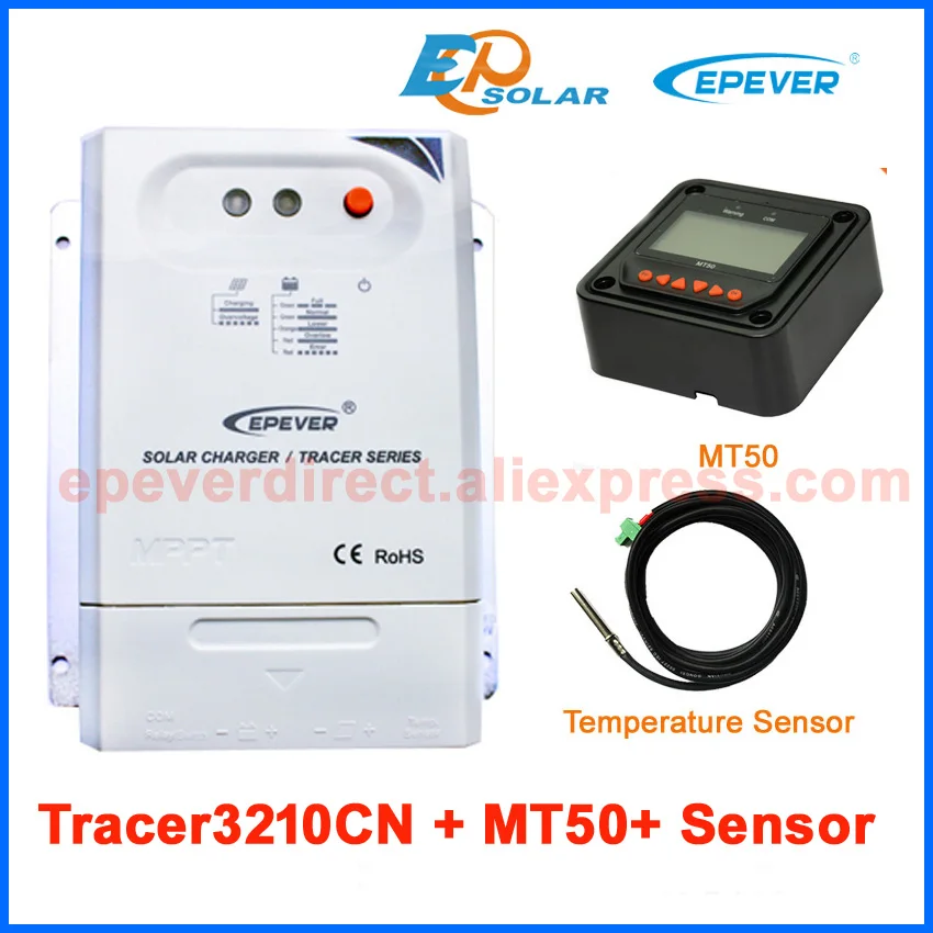 

Tracer3210CN solar tracer series MPPT solar panel regulator 30A 30amp temperature sensor and MT50 meter remote 12v 24v auto work