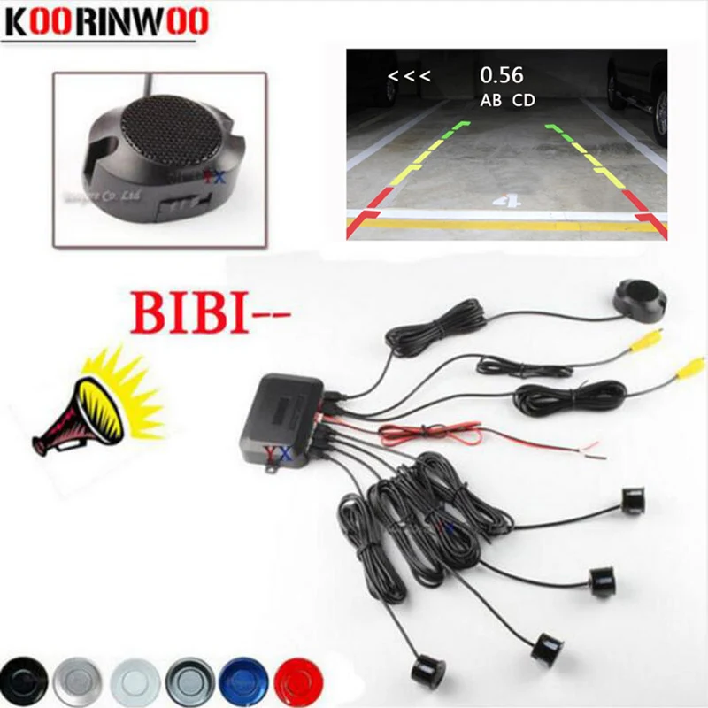 Online Koorinwoo 2019 CPU de doble núcleo Sensor de aparcamiento de vídeo para coche respaldo reverso asistencia de Radar y alarma de aumento mostrar distancia