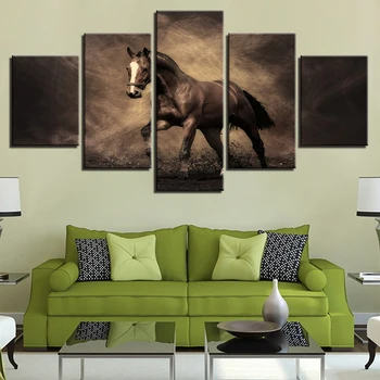

Artryst Canvas Home Decor Pictures Modern Wall Art Living Room 5 Pieces Horse Paintings Modular HD Prints Animal Steed Posters