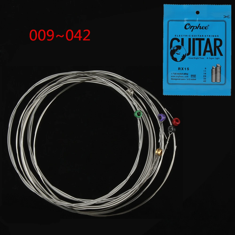

6Pcs/Set Electric Guitar String 009-042 Nickel Alloy String Hexagonal Core + 12% Nickel Great Bright Tone