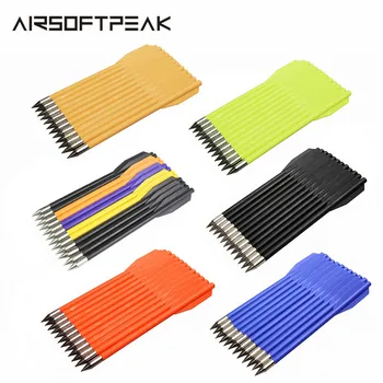 

12Pcs/lot Tactical Hunting Arrows 16cm Military Plastic Crossbow Hunting Small Bolts Mix Color Steel Arrow Archery Accessory