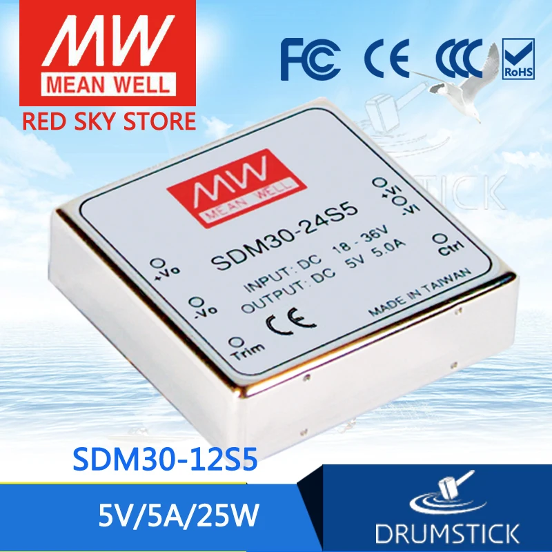 

MEAN WELL SDM30-12S5 5V 5A meanwell SDM30 5V 25W DC-DC Regulated Single Output Converter