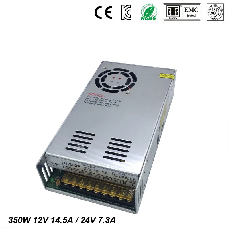 

High quality double sortie 12V 24V 350W Switching Power Supply Driver for LED Strip AC100-240V Input to DC 12V 24V free shipping