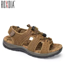ROXDIA/мужские сандалии из натуральной кожи; летняя пляжная обувь; Новые Модные дышащие мужские шлепанцы; повседневная обувь размера плюс 39-45; RXM003