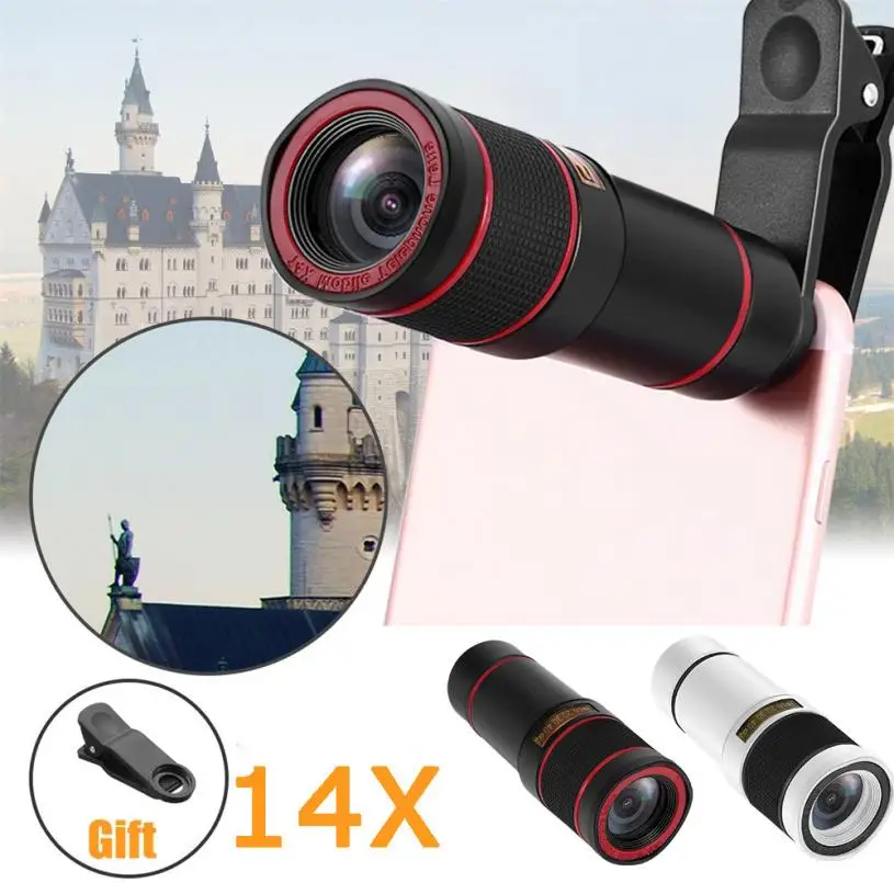 newHD 14x Optical Zoom Camera Telescope Lens With Clip For iPhone/Phone