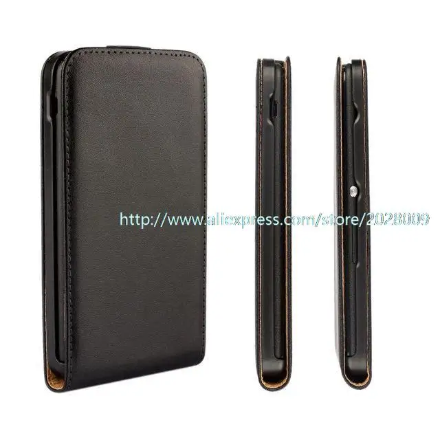100pcs lot High Quality Vertical UP and Down Open Genuine Leather Case for Sony Xperia E4 E2105 E2033 Phone Case