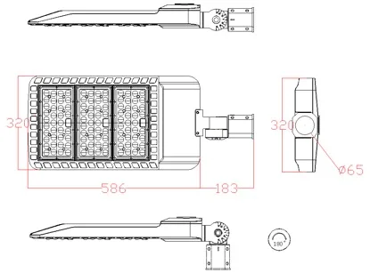 300W led shoebox light size