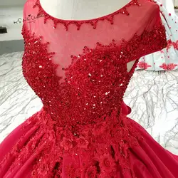 Готическое атласное красное свадебное платье 3D Цветы кружево бусины Abiti Da Sposa кепки рукавом Boho невесты платья 2019 Лук Свадебные платья Boda