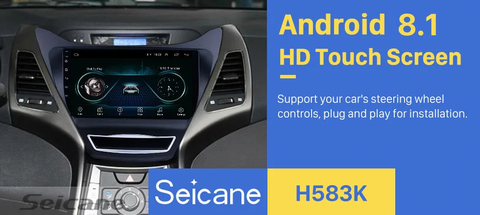 Seicane Android 8,1 9 дюймов 2Din автомобильный мультимедийный плеер радио для 2012- hyundai Elantra головное устройство поддержка SWC DVR OBD2