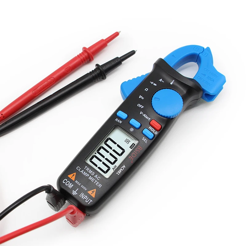 

ACM81 TRMS AC Clamp Meter 1mA Auto-Ranging Digital Multimeter 2000 Counts Voltage Current Diode Tester with Back Clip Rated 4.9
