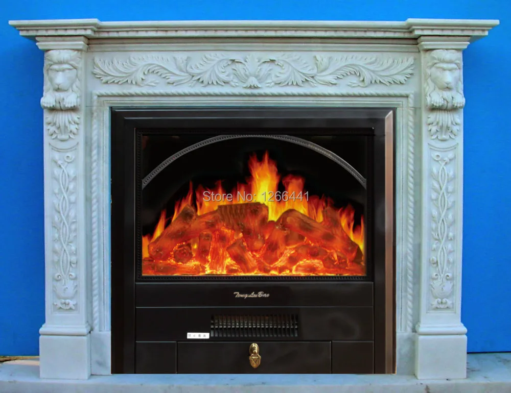 luxurious European style fireplace set W120cm marble mantel plus