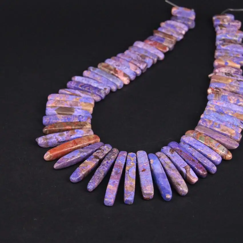 

15.5"/strand Top Drilled Natural Purple Ocean Jades Stick Point Beads,Sea Sediment Jaspers Stone Slice Pendant Necklace Supplier